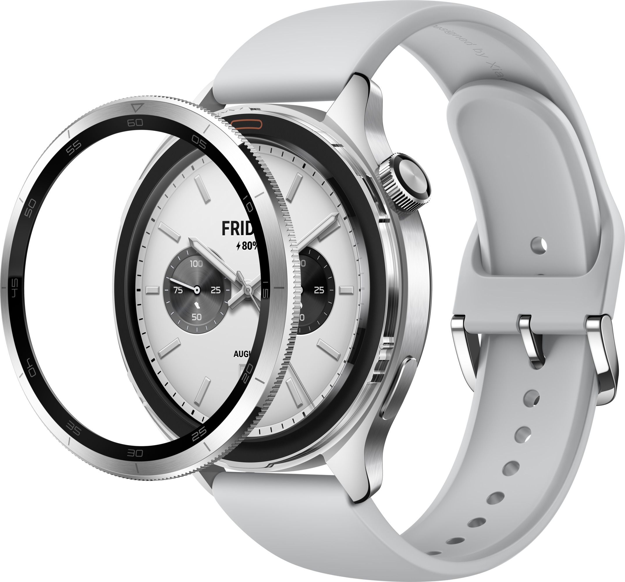 Смарт-часы Xiaomi Watch S4 серебристый с серым ремешком BHR9197GL
